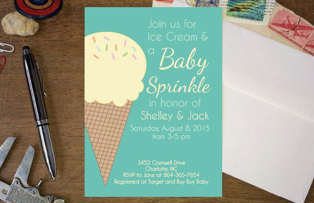 Ice Cream and Sprinkles Baby Shower Invite