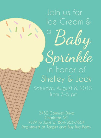 Ice Cream and Sprinkles Baby Shower Invite - Ladybug Notes