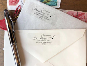 Dash Calligraphy Return Address Labels, Wedding Labels